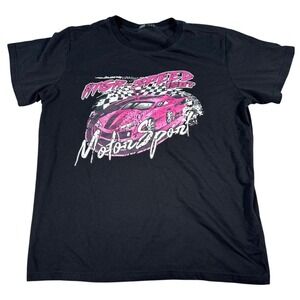 ROMWE‎ Black Motorsport Graphic T Shirt Pink Race Car Speed Size S